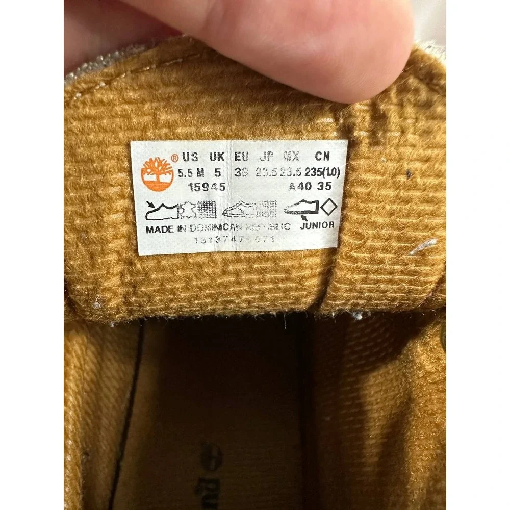 Timberland Field Boots Boys Size 5.5 Wheat Nubuck Leather Hiking 15945
